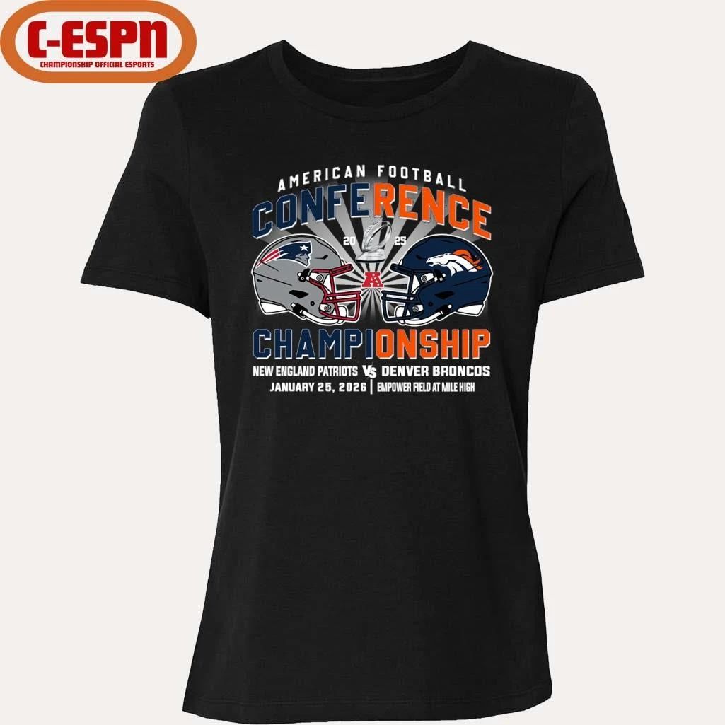 Patriots Vs Broncos AFC Conference Championship Duel Helmet T-Shirt