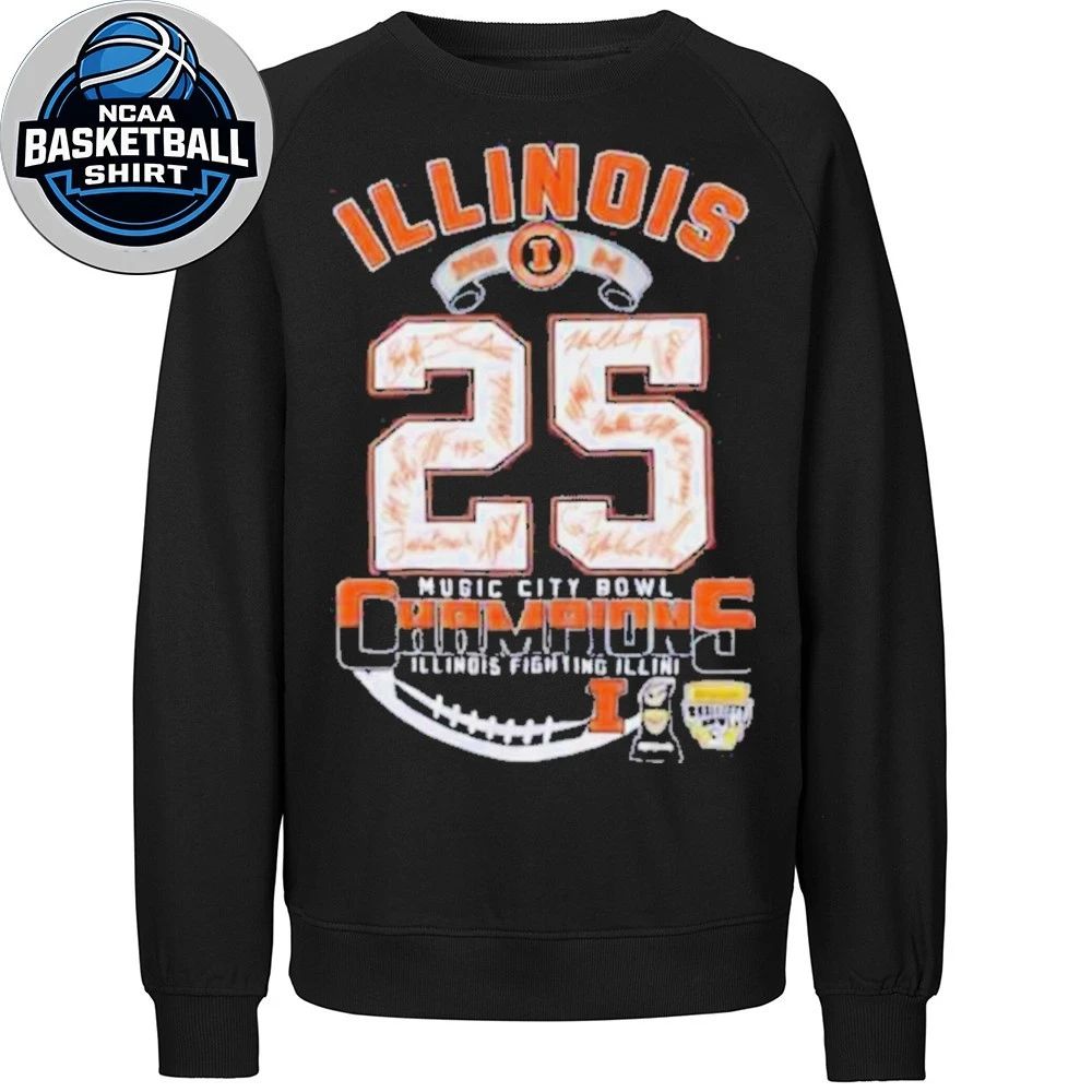 Illinois Fighting Illini Music City Bowl Champions Signatures Shirt