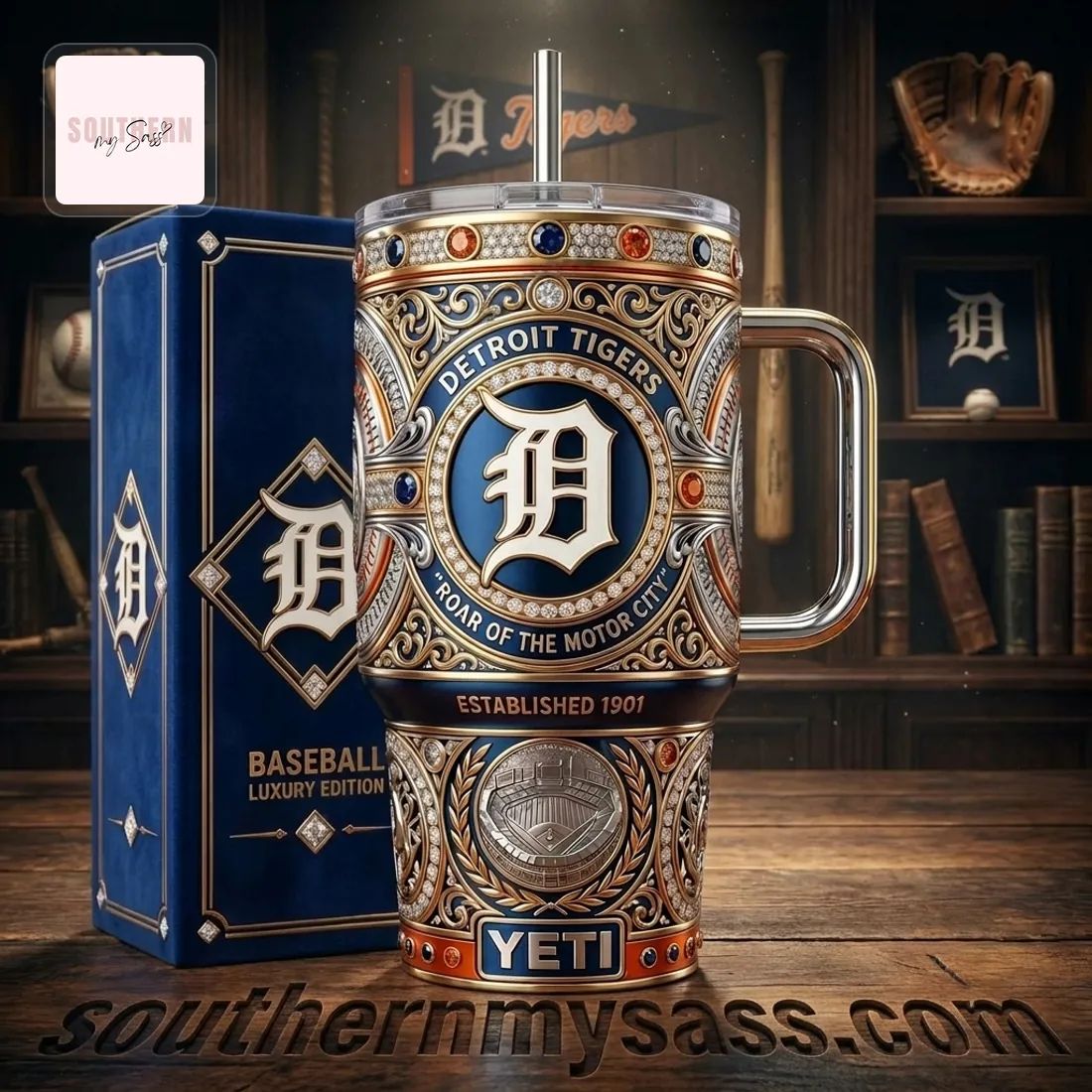 Detroit Tigers Luxury Edition YETI 40 oz Insulated Tumbler