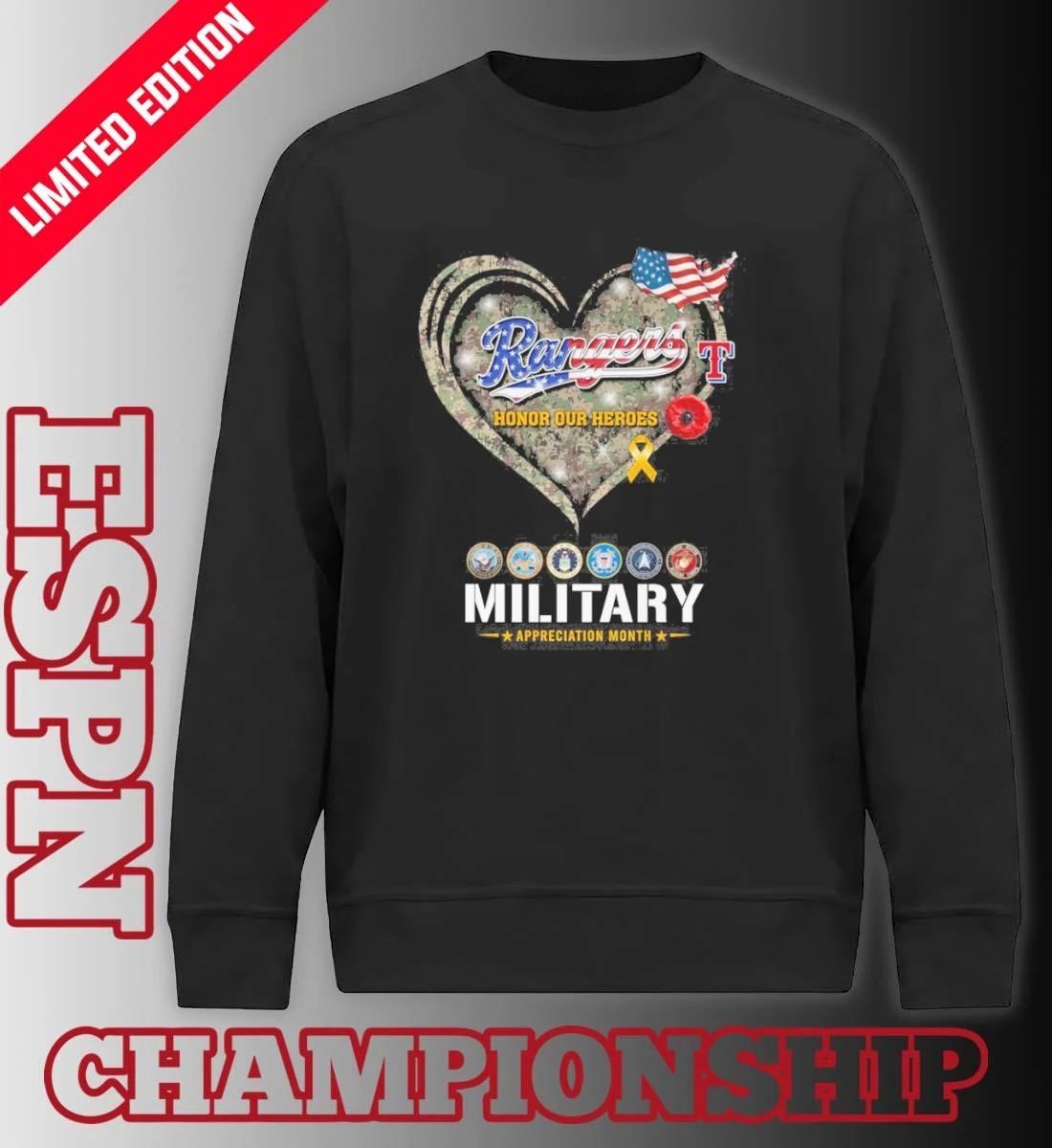 Texas Rangers Honor Our Heroes Military Appreciation Month Shirt