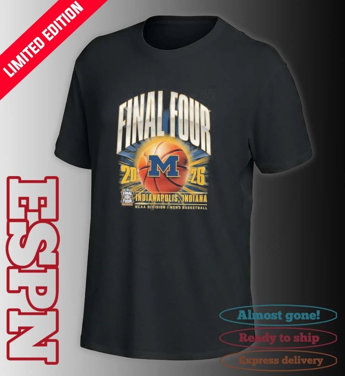 Michigan Wolverines 2026 NCAA Men’s Basketball Tournament March Madness Final Four Vintage T-Shirt