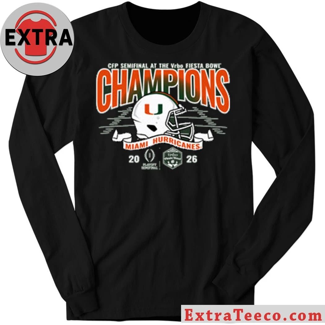 Blue 84 Miami 2026 VRBO Fiesta Bowl Champions Helmet And Logo Shirt