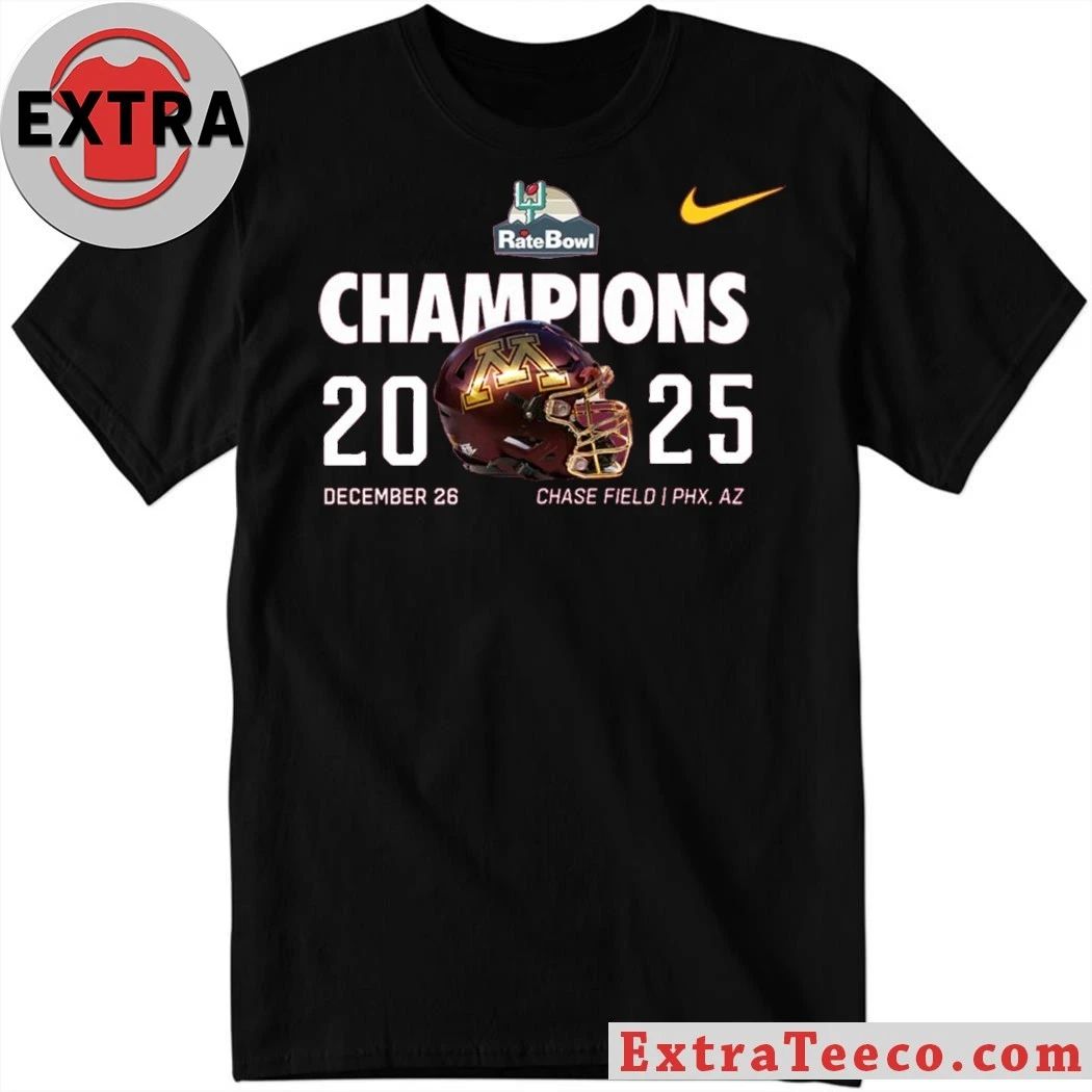Original Celebrating the Minnesota Golden Gophers’ 2025 Rate Bowl championship at Chase Field Stadium, Phoenix, Arizona, December 26 Logo T-Shirt