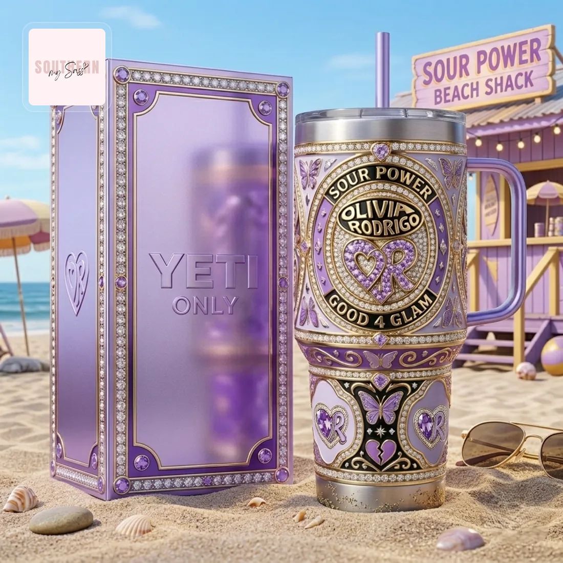 Olivia Rodrigo Sour Power Glam 40oz YETI Tumbler with Handle