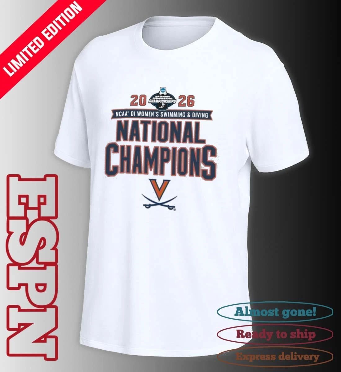 Virginia Cavaliers 2026 NCAA Women’s Swimming & Diving National Champions T-Shirt