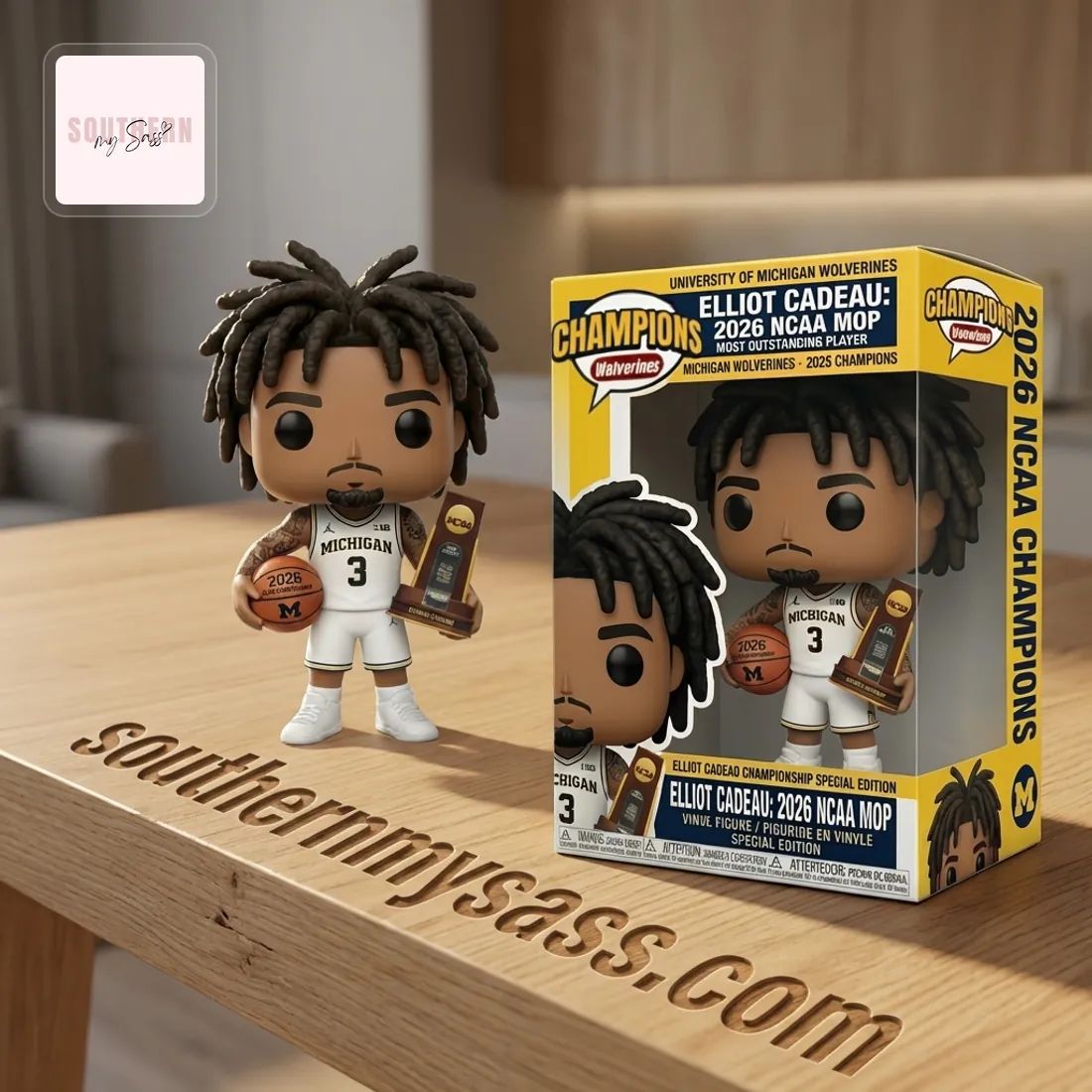 Elliot Cadeau Michigan Wolverines 2026 NCAA MOP National Champion Pop Figure Doll