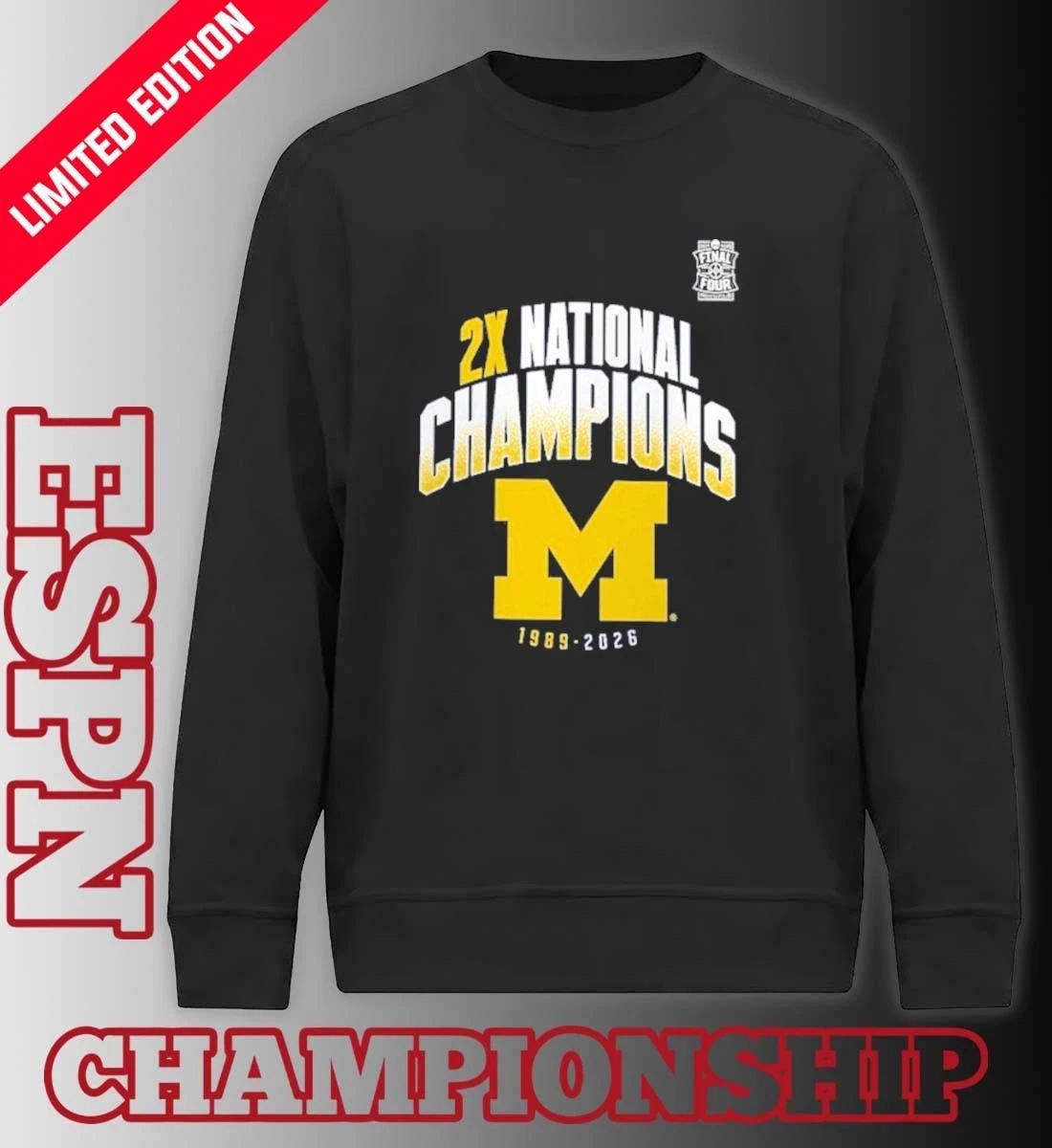 Michigan Wolverines Two-Time NCAA Men’s Basketball National Champions Post Move T-Shirt