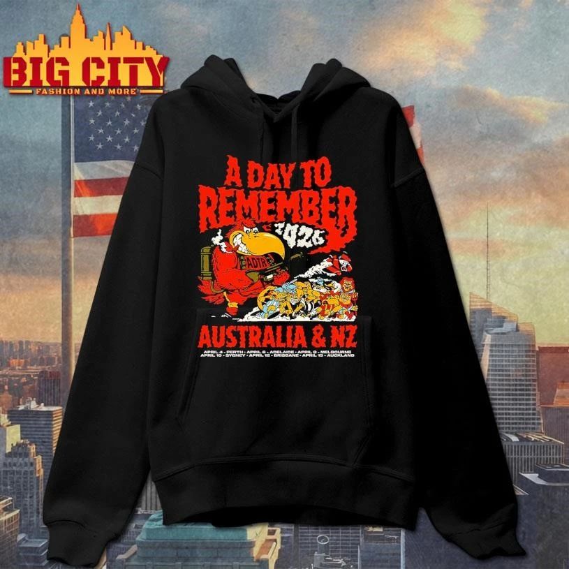 A Day To Remember 2026 Australia And New Zealand Tour Merch The Red Vulture Art With Dates Shirt