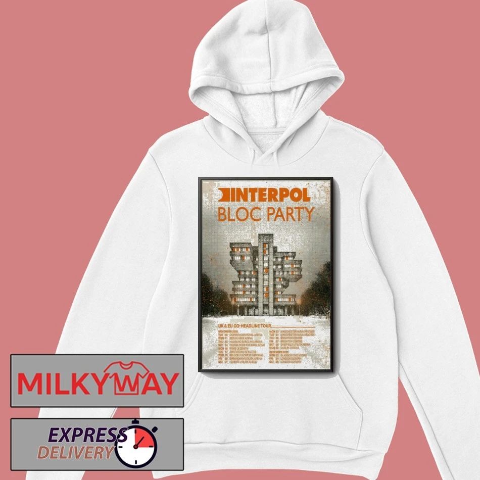 Interpol Uk And EU CO-Headline 2025 Tour Bloc Party Poster shirt