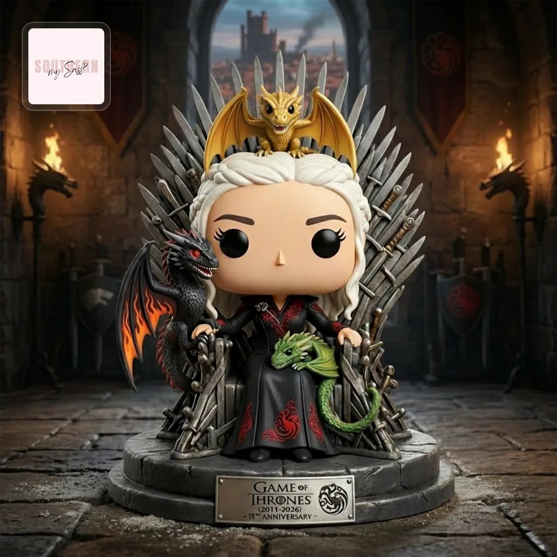 Game of Thrones Daenerys Targaryen 15th Anniversary Iron Throne Pop Figure Doll