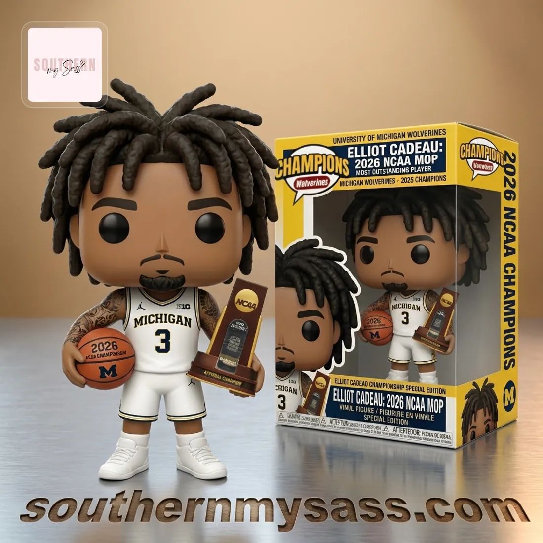 Elliot Cadeau Michigan Wolverines 2026 NCAA MOP National Champion Pop Figure Doll