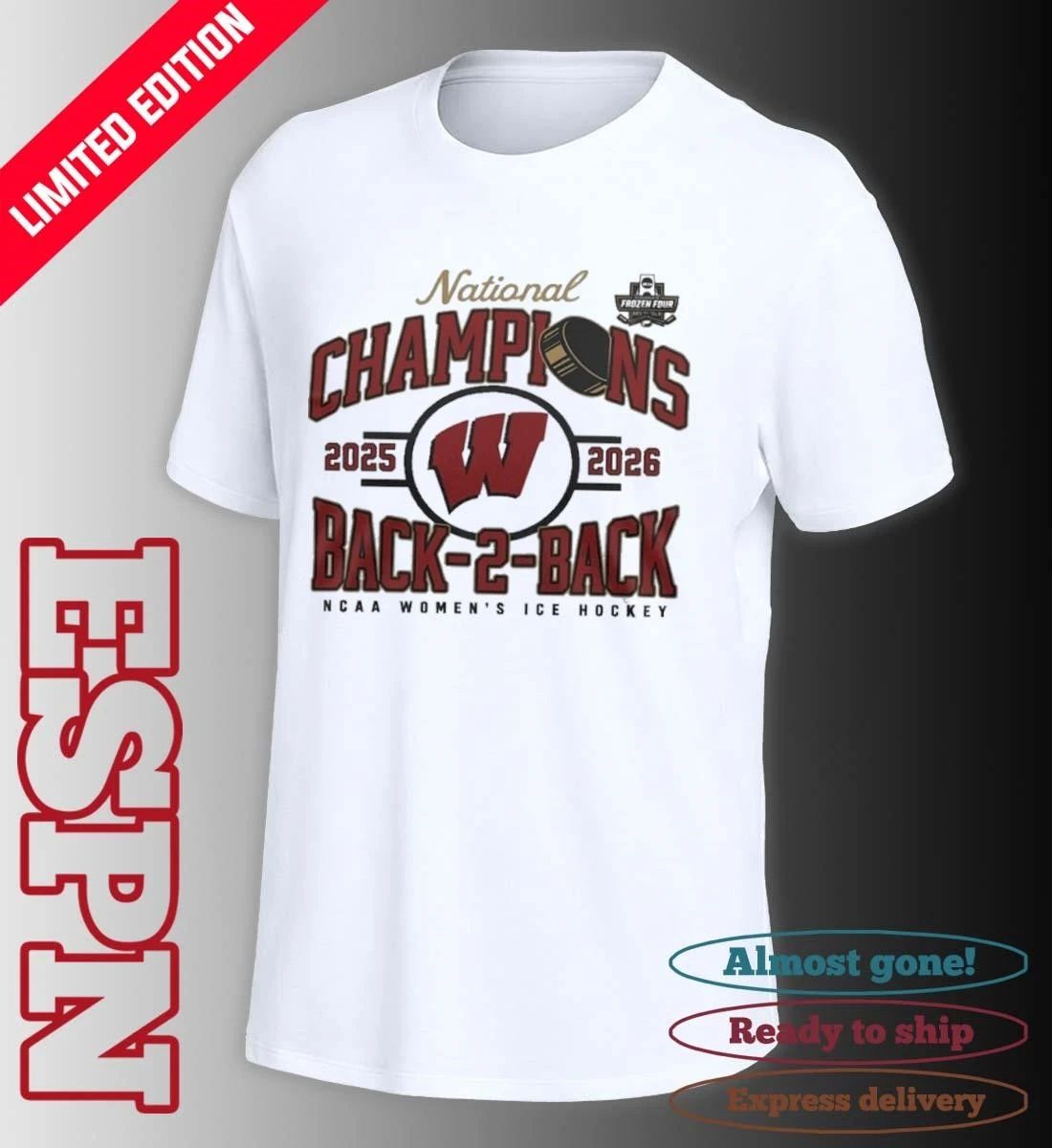 Wisconsin Badgers Back-To-Back NCAA Women’s Ice Hockey National Champions Shirt