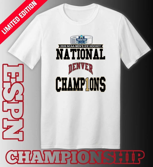 Denver Pioneers 2026 NCAA Frozen Four Men’s Ice Hockey National Champions Locker Room T-Shirt