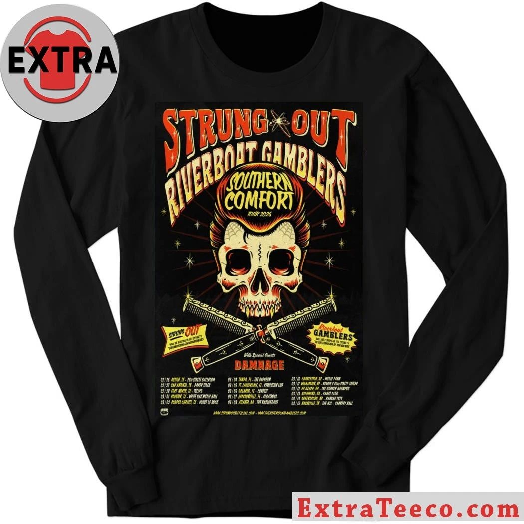 Poster Strung Out Riverboat Gamblers Southern Comfort Tour 2026 Shirt