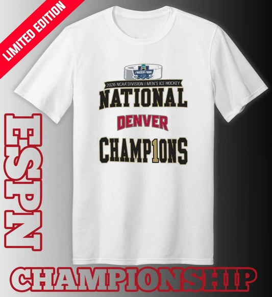 Denver Pioneers 2026 Men’s Ice Hockey National Champions Official Locker Room T-Shirt