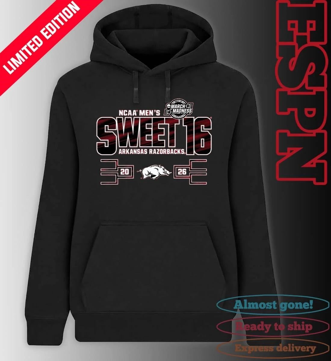 Arkansas Razorbacks Men’s Basketball Sweet 16 T-Shirt