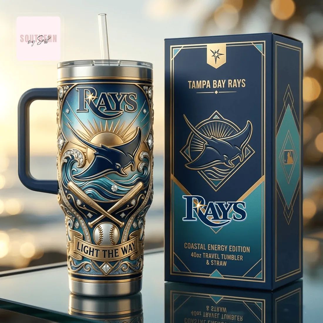 Tampa Bay Rays Coastal Energy Edition 40oz Travel Tumbler with Handle