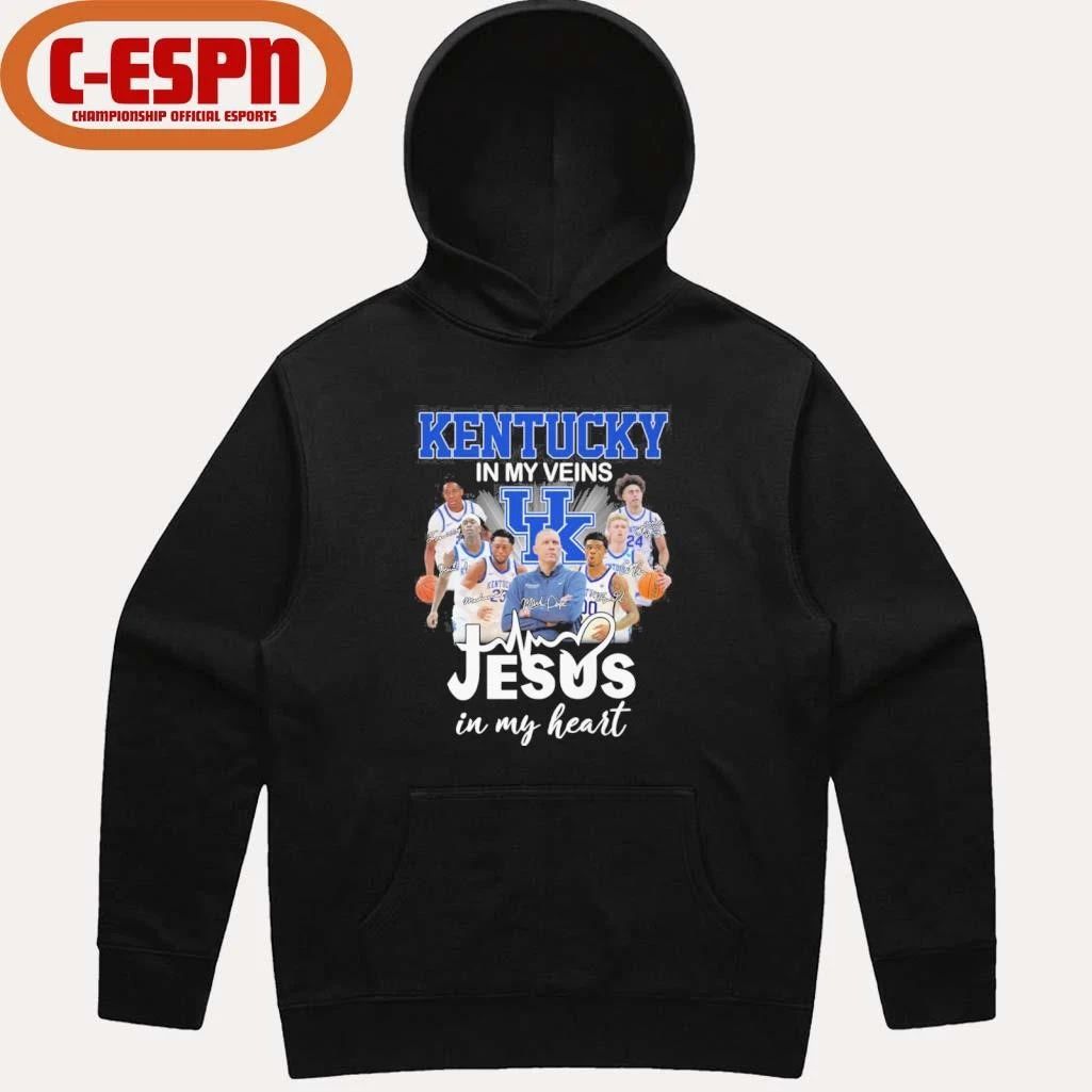 Kentucky Men’s Basketball In My Veins Jesus In My Heart Shirt
