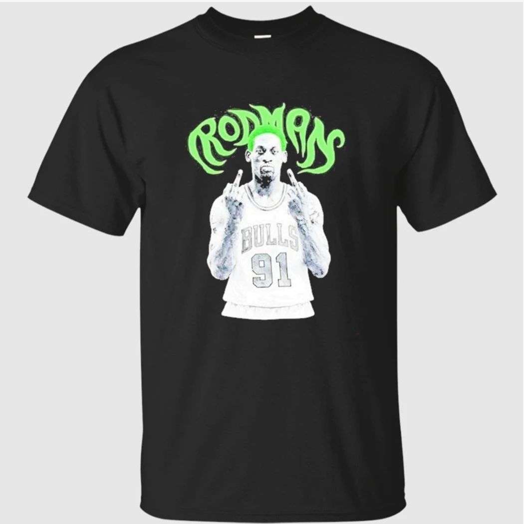 Dennis Rodman Chicago Bulls NBA basketball legend middle finger T-Shirt