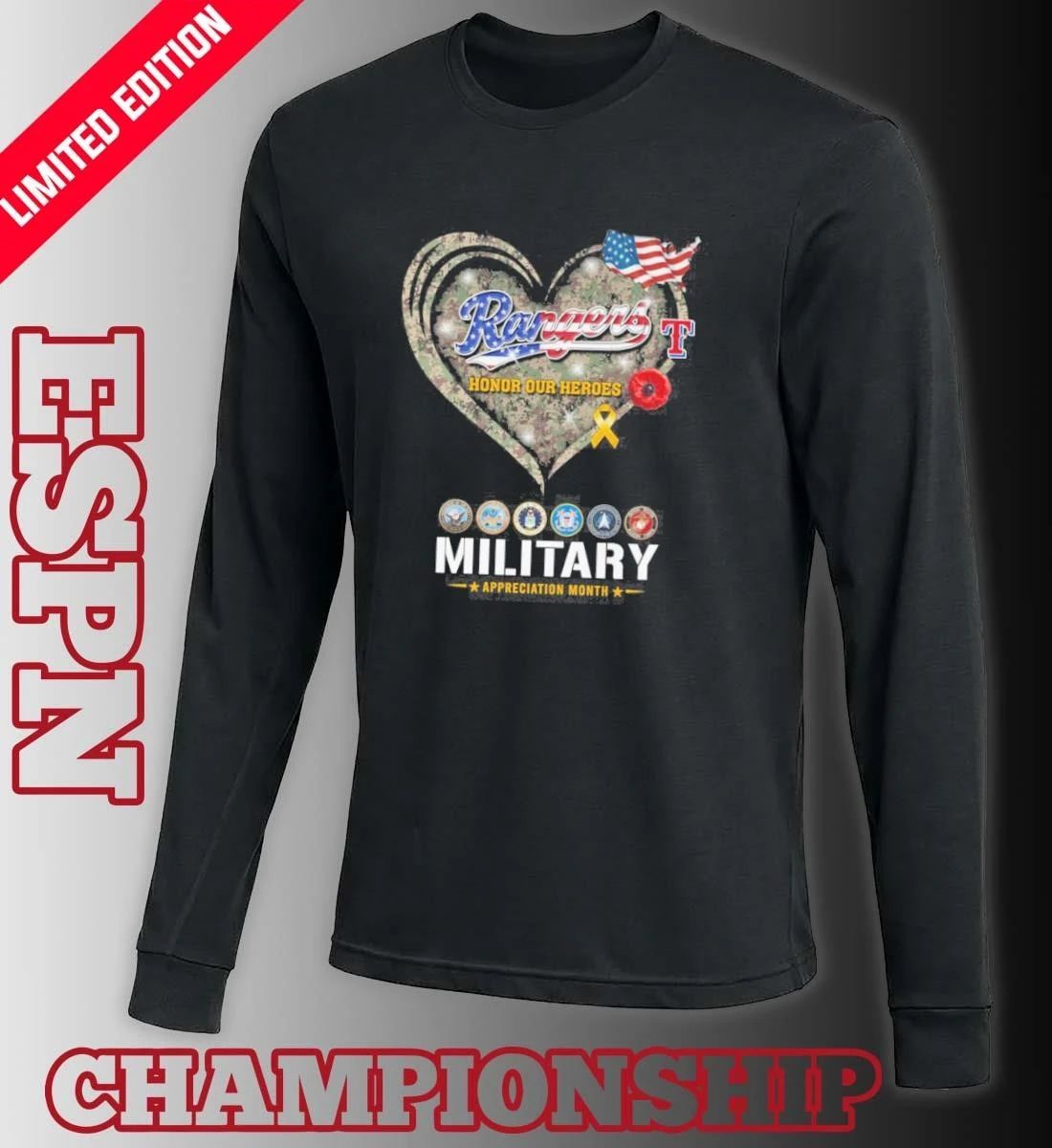 Texas Rangers Honor Our Heroes Military Appreciation Month Shirt
