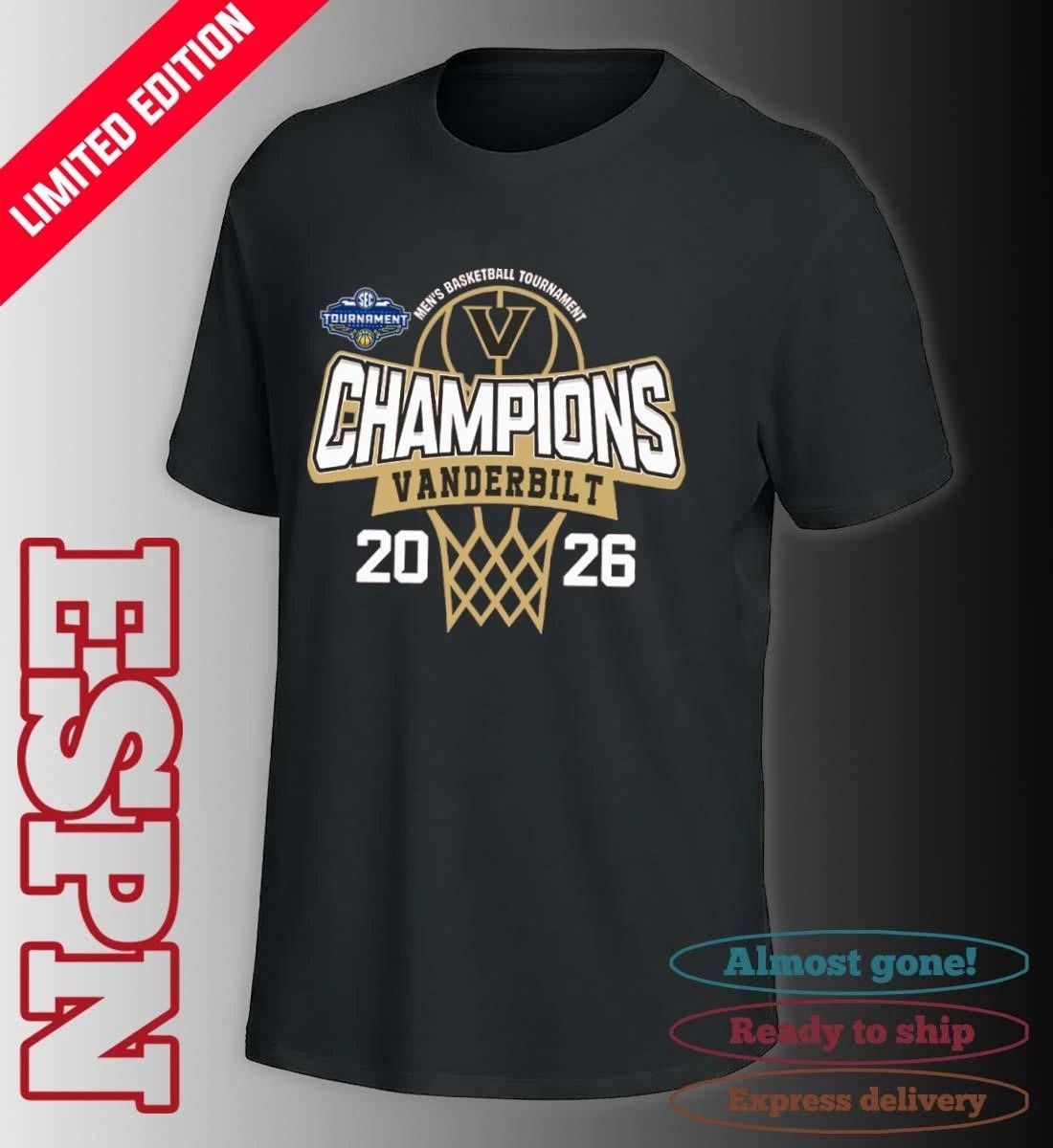 Vanderbilt Commodores 2026 Southeastern Conference Men’s Basketball Tournament Champions Shirt