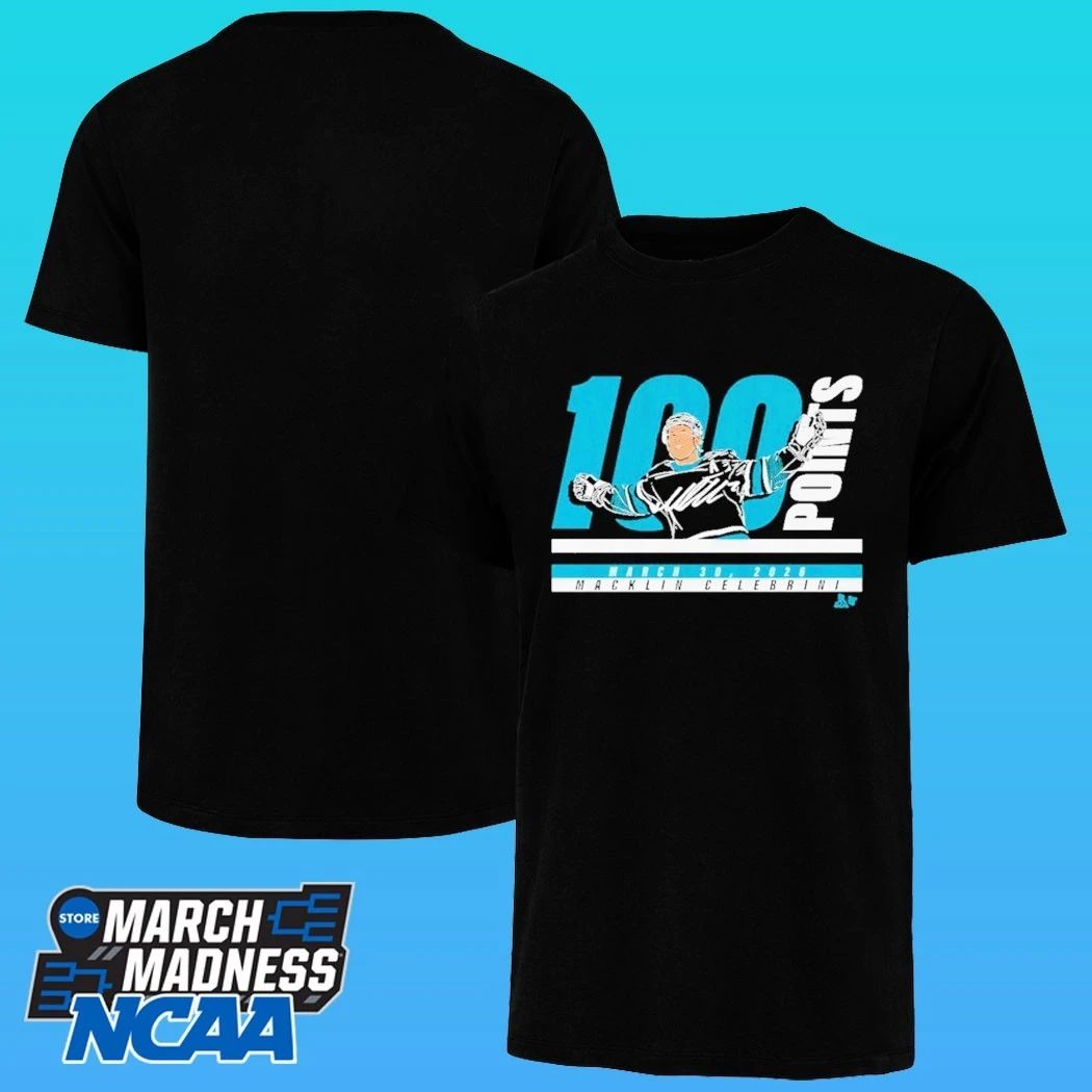 San Jose Sharks Macklin Celebrini 100 Points March 30 2026 Shirt