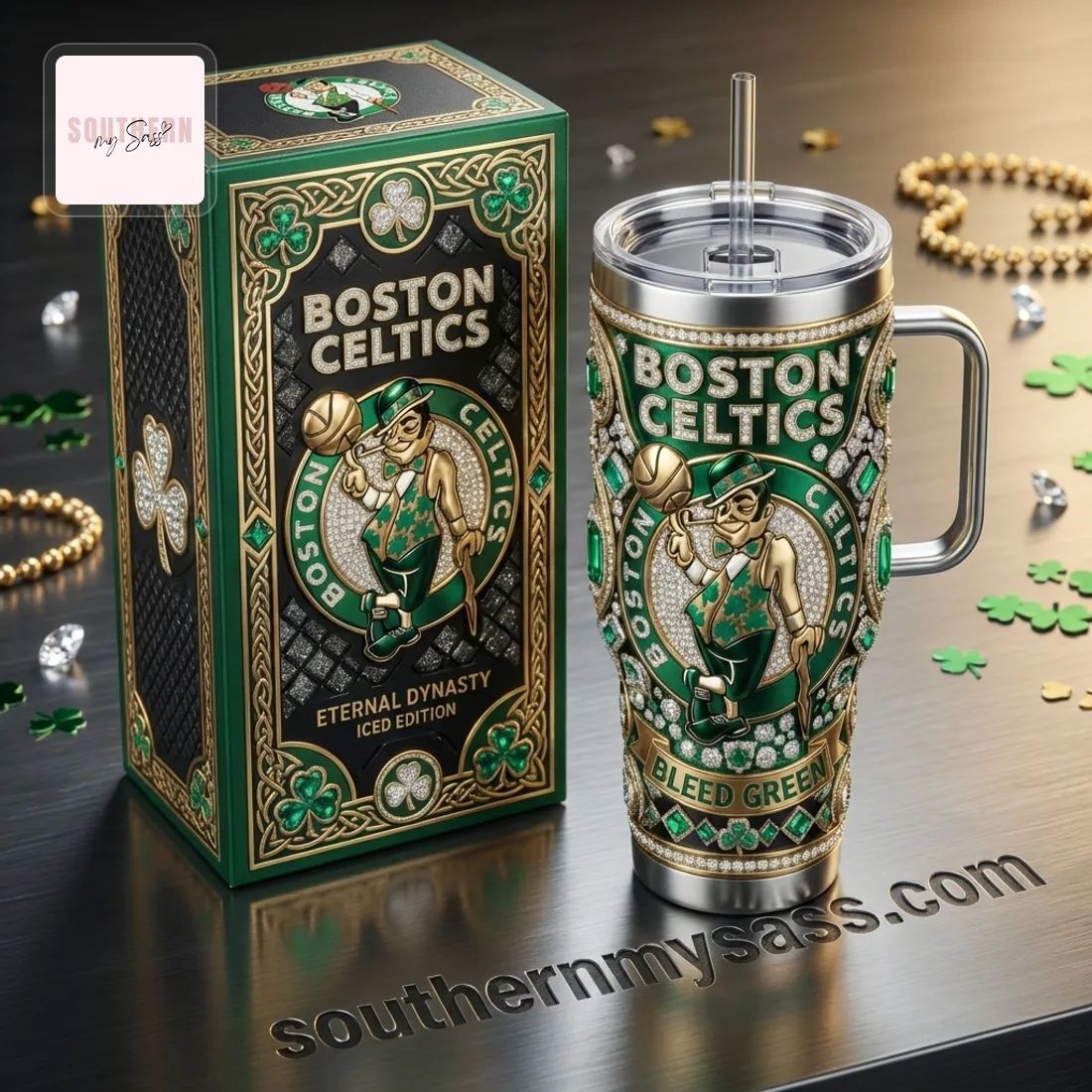 Boston Celtics Eternal Dynasty Iced Edition Luxury 40oz Tumbler With Handle