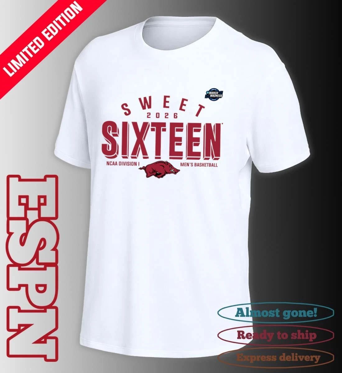 Sweet 16 Arkansas Razorbacks 2026 NCAA Men’s Basketball T-Shirt