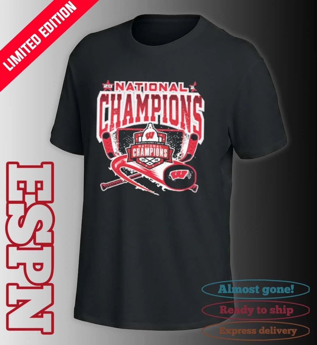 Back-to-back Natty Champs Wisconsin Women’s Hockey Shirt