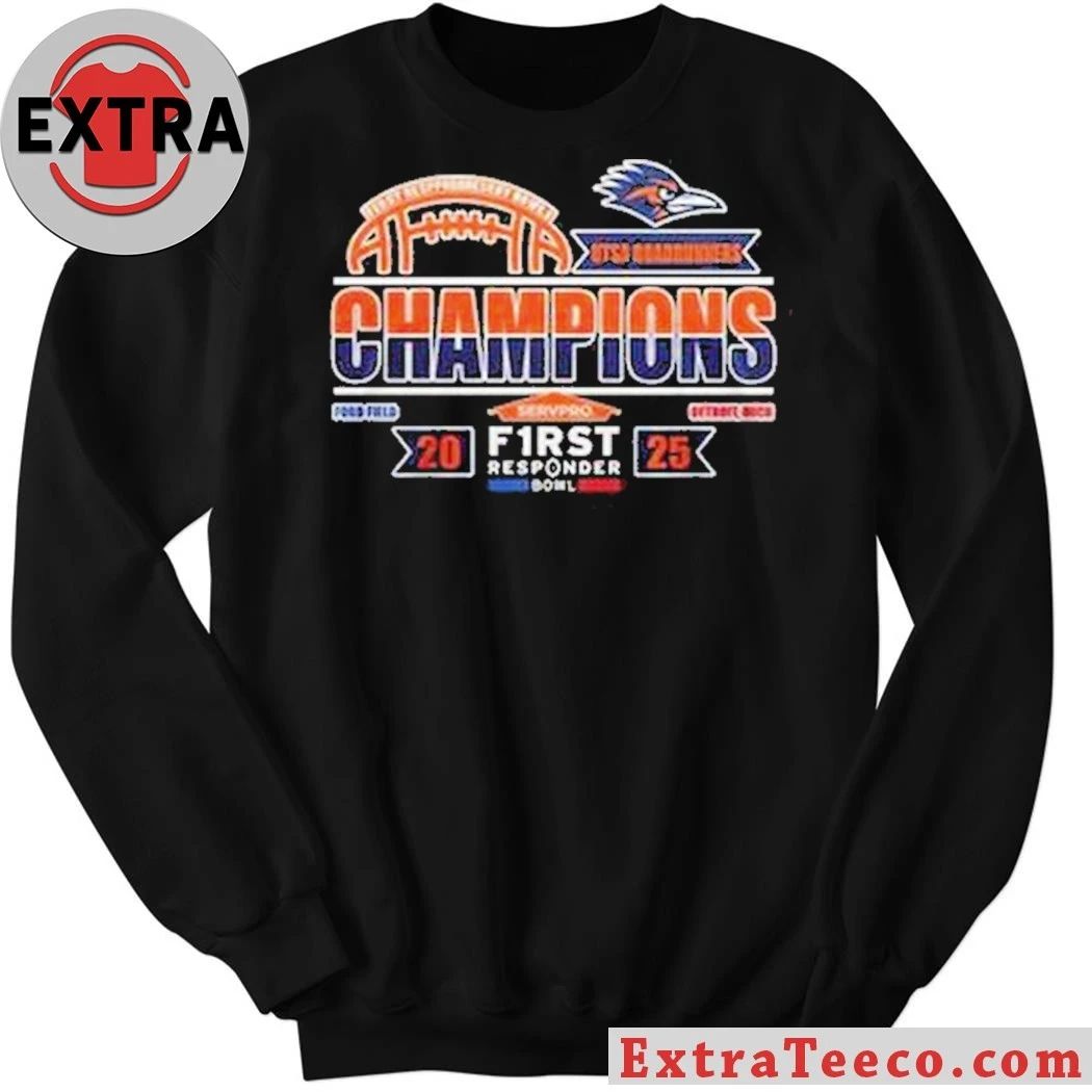 UTSA Roadrunners First Responder Bowl Champions 2025 Logo Hoodie T-Shirt