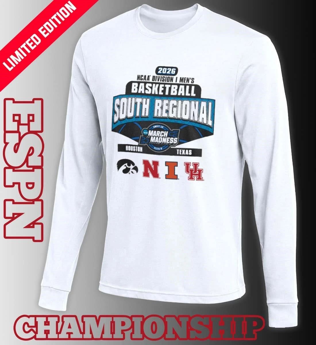 4 Team 2026 NCAA DI Men’s Basketball South Regional Houston, Texas T-Shirt
