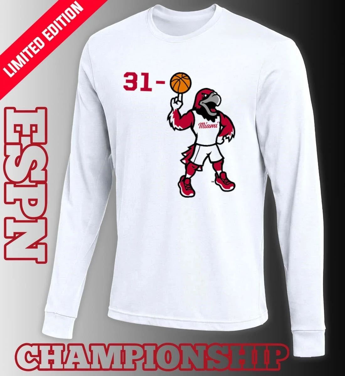 31-0 Miami RedHawks Basketball Mascot Shirt