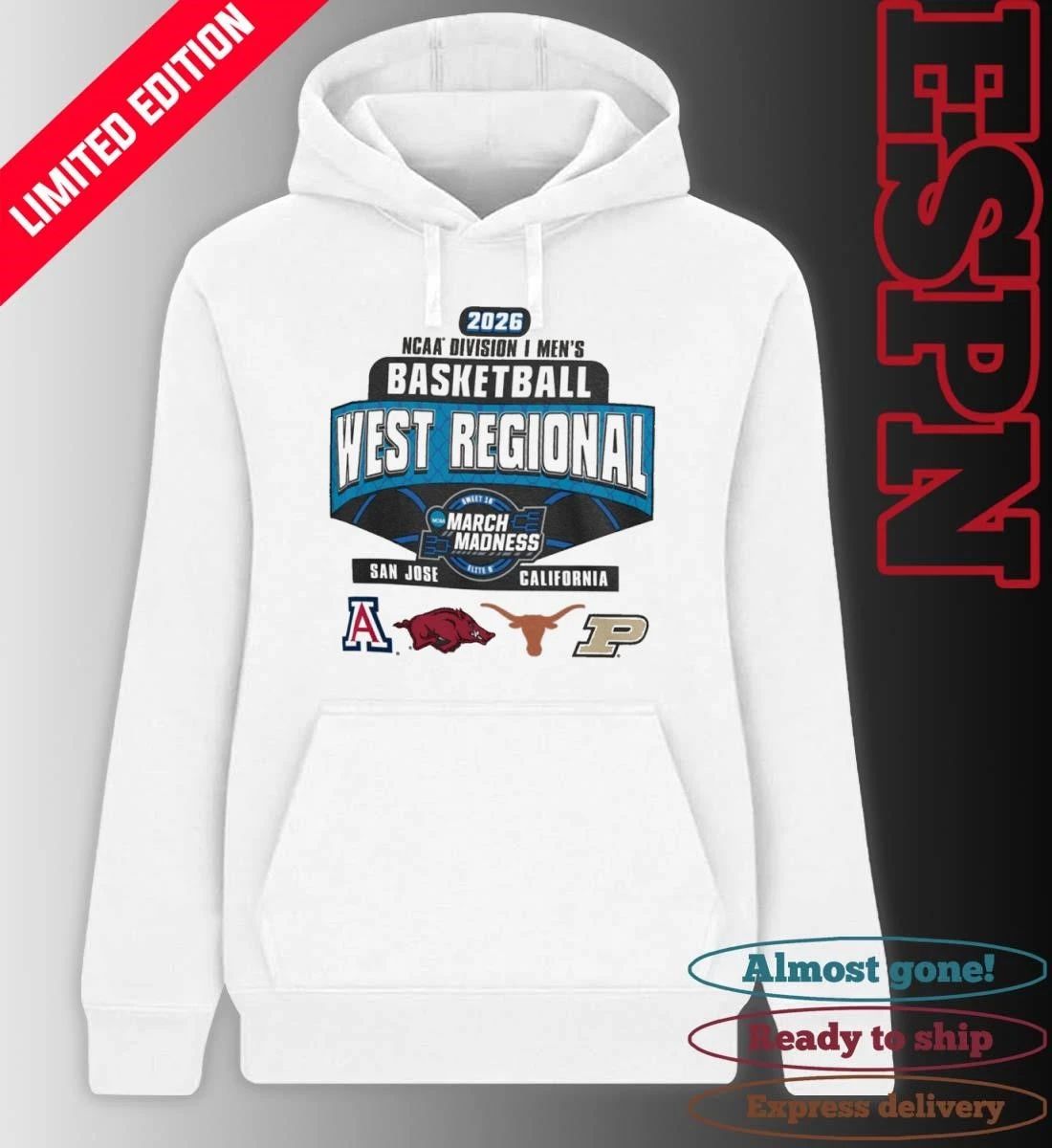 4 Teams West Regional 2026 NCAA DI Men’s Basketball Sweet Sixteen T-Shirt