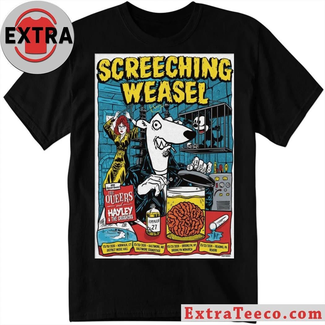 Screeching Weasel March 19 2026 District Music Hall Norwalk, CT Poster Shirt