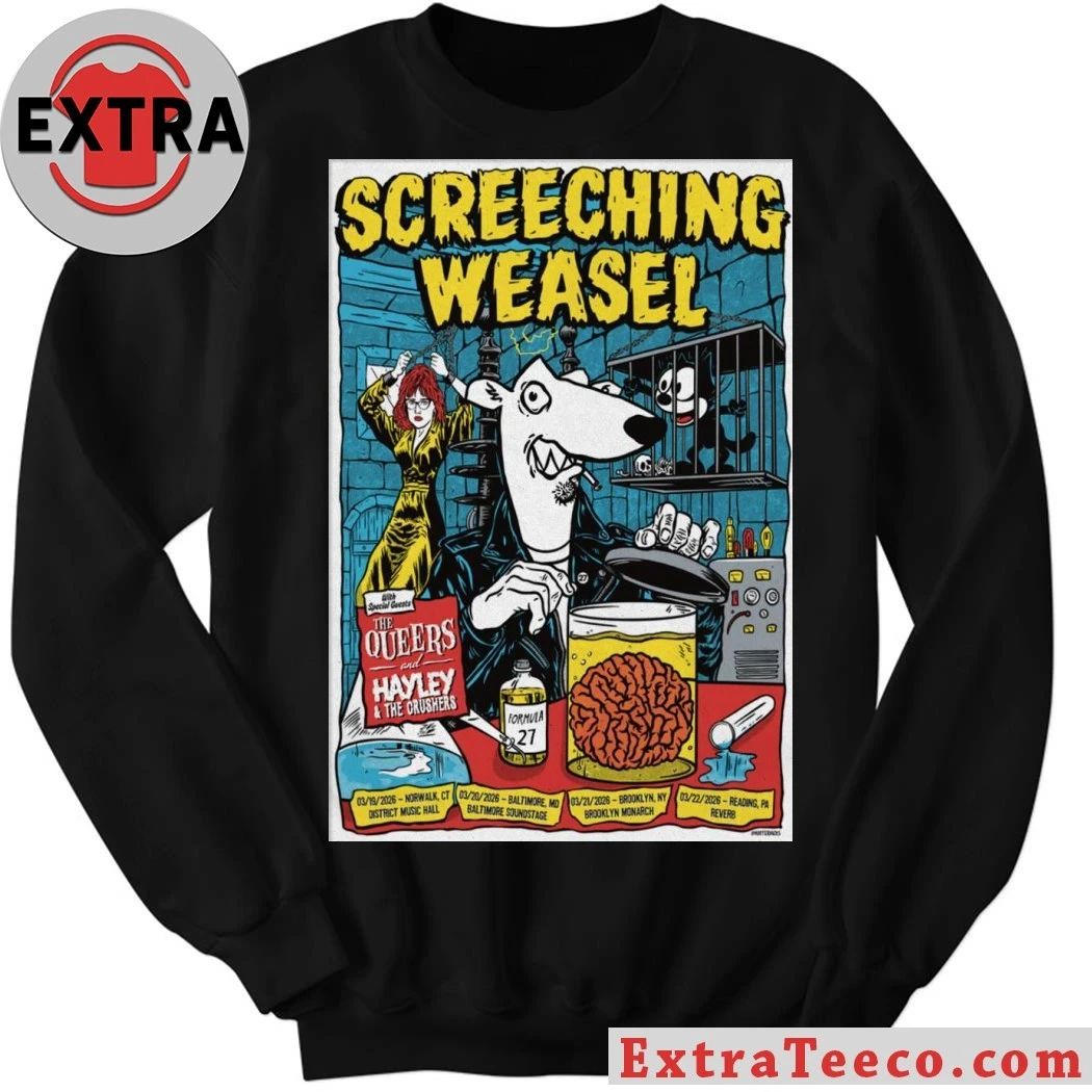 Screeching Weasel March 19 2026 District Music Hall Norwalk, CT Poster Shirt