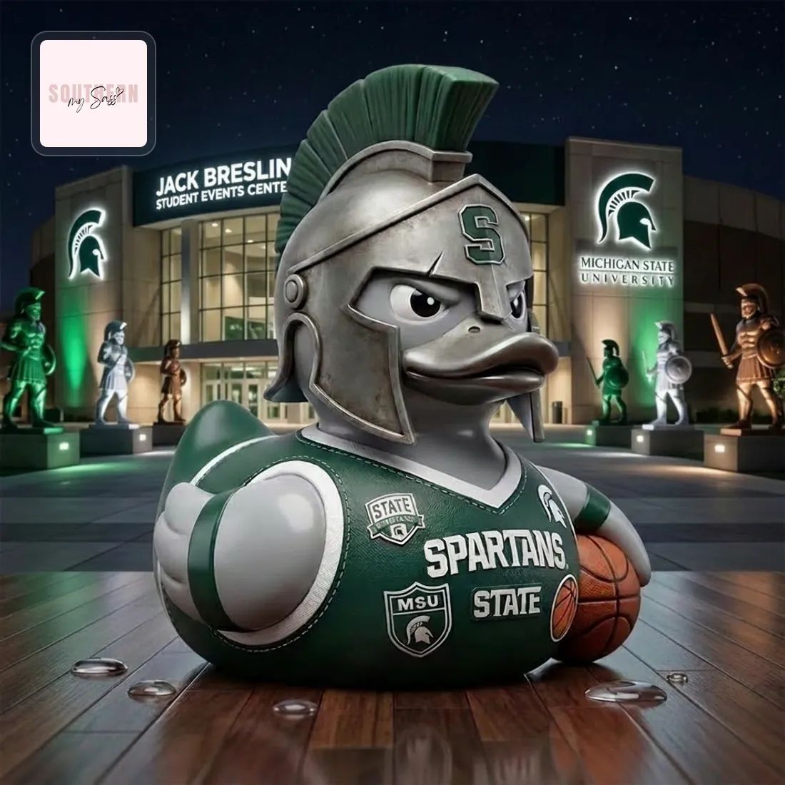 Michigan State Spartans Warrior Duck Basketball Rubber Duck
