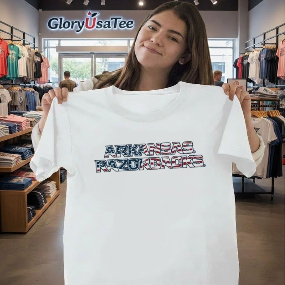 Arkansas Razorbacks Patriotic Marks Wordmark Stack Shirt