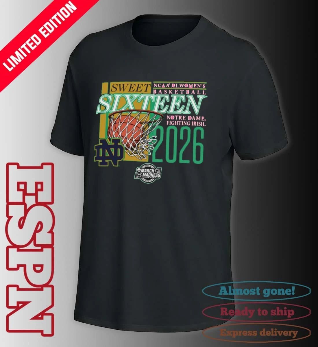 Notre Dame Fighting Irish 2026 NCAA DI Women’s Basketball Sweet Sixteen – Fort Worth Regional T-Shirt