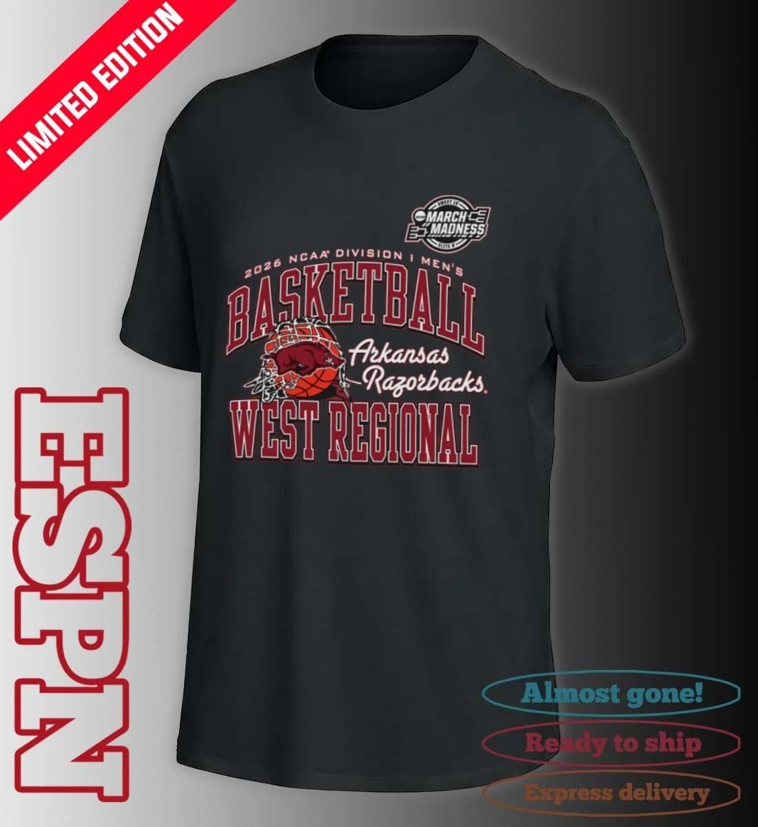 Arkansas Razorbacks 2026 NCAA DI Men’s Basketball Sweet 16 – West Regional T-Shirt