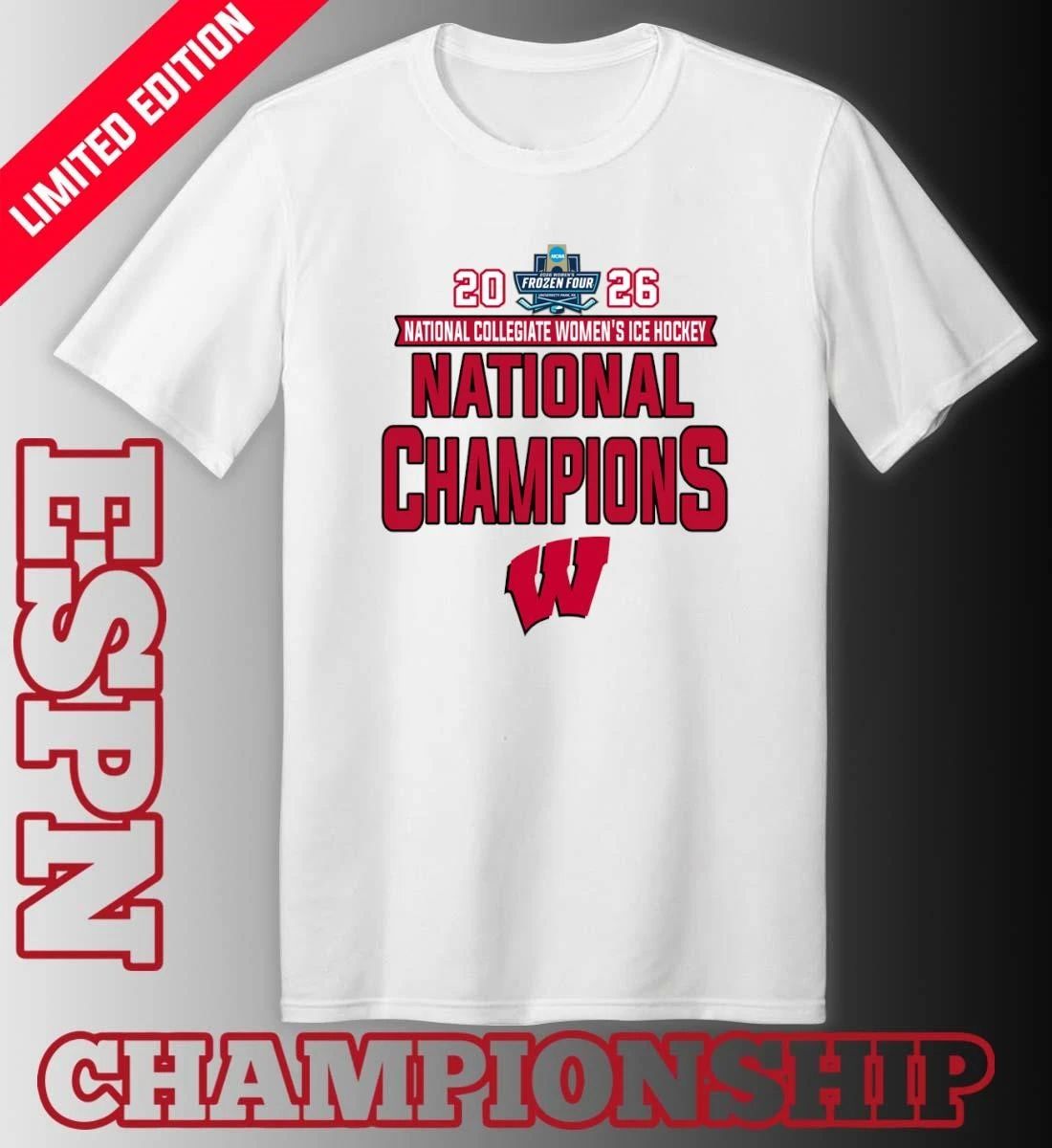 Wisconsin Badgers National Collegiate Women’s Ice Hockey Champions 2026 T-Shirt