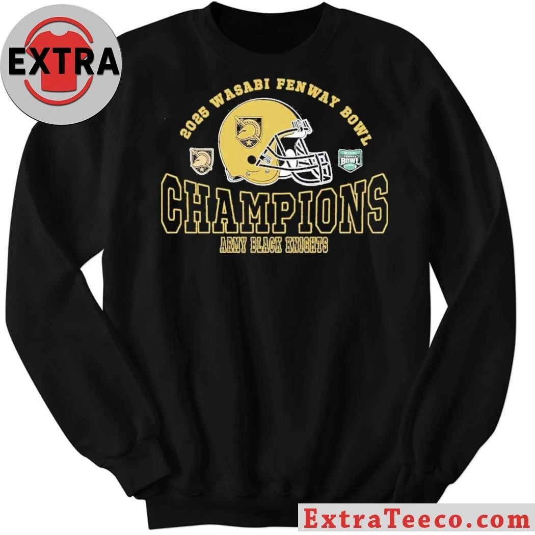Original Champions 2025 Fenway Bowl Army Black Knights Football The Champions 2025 Wasabi Fenway Bowl Helmet And Logo T-Shirt