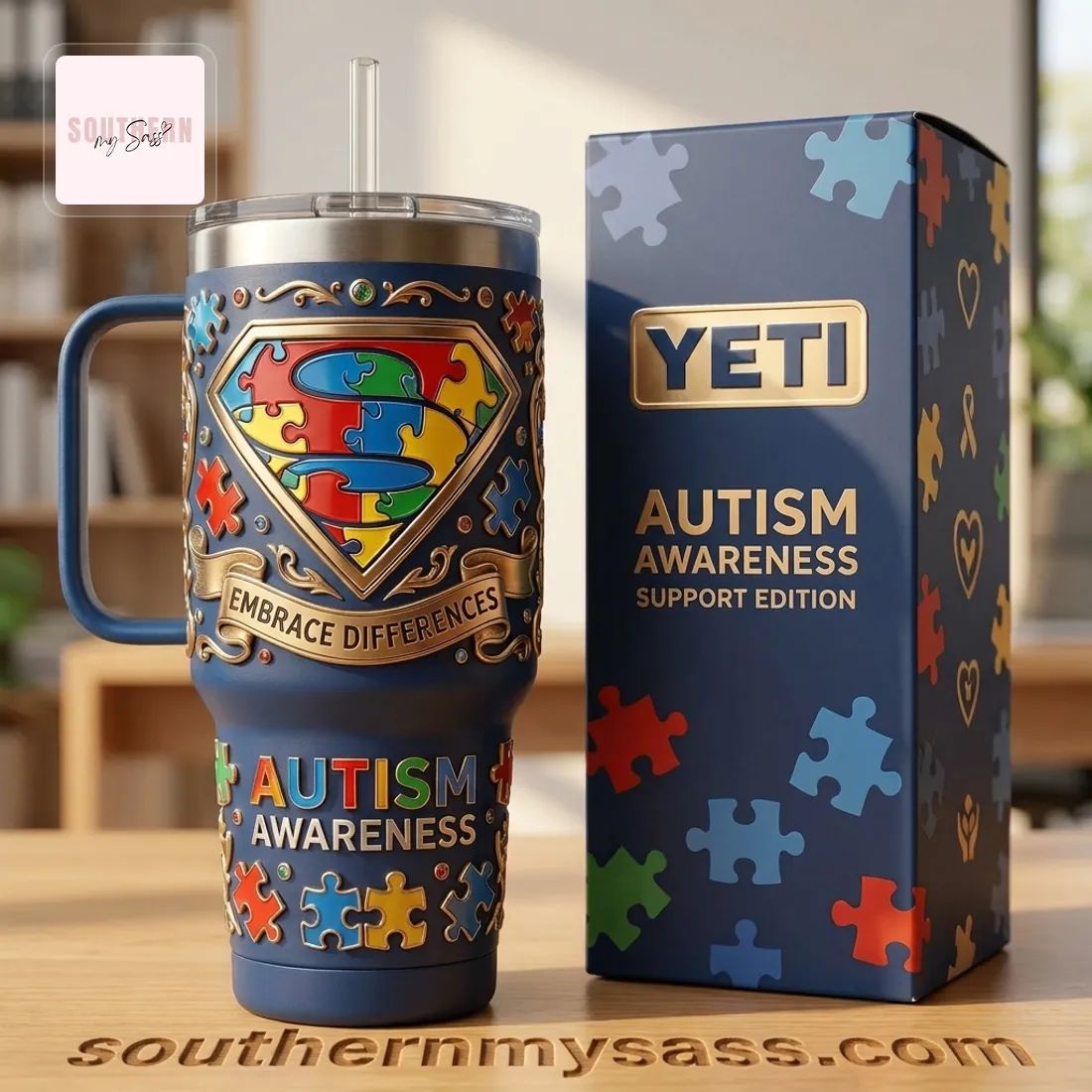 YETI Autism Awareness 40oz Insulated Support Edition Tumbler With Handle