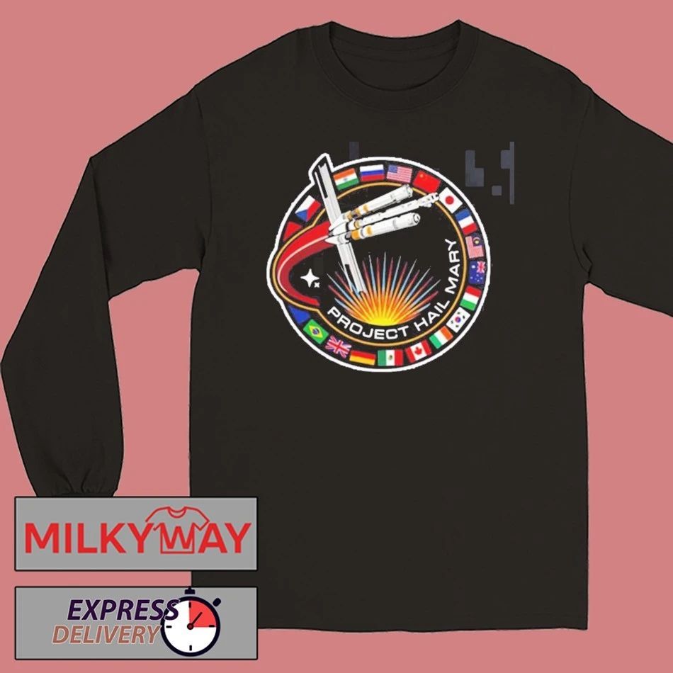 Project Hail Mary Spaceship With Nation Flags Mission Patch T-Shirt