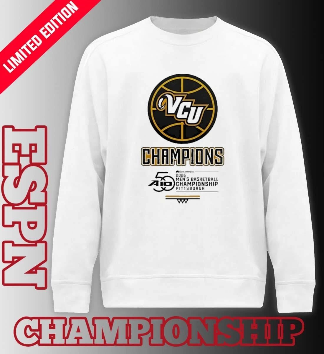 VCU Rams 2026 A10 Men’s Basketball Champions Locker Room T-Shirt