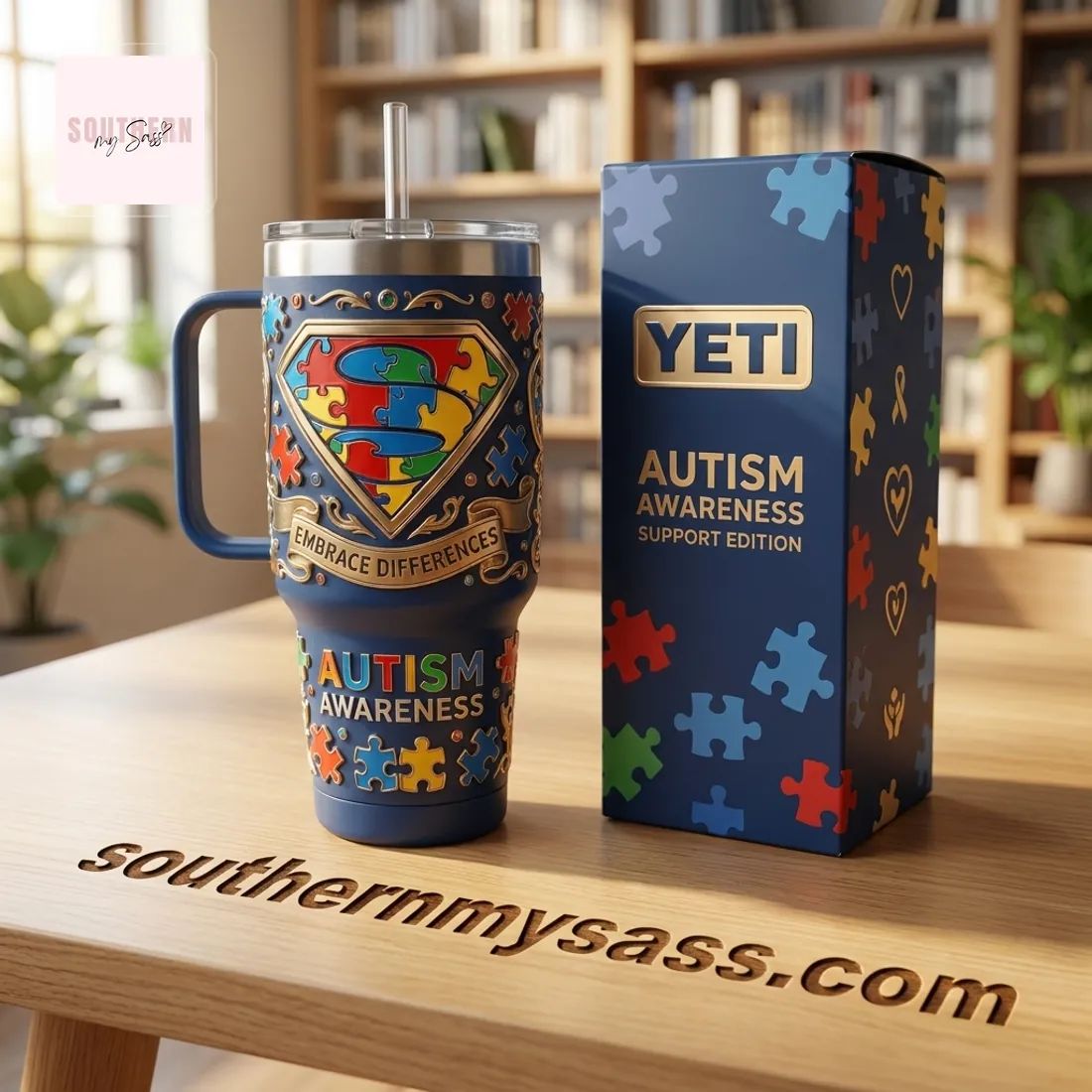 YETI Autism Awareness 40oz Insulated Support Edition Tumbler With Handle