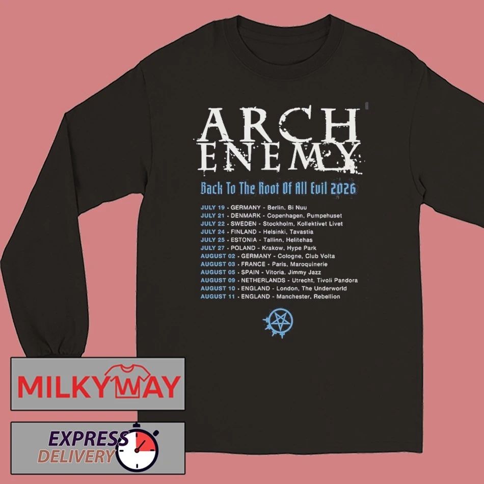 Arch Enemy Back To The Root Of All Evil 2026 Tour Europe And UK Schedule Dates Two Sided T-Shirt