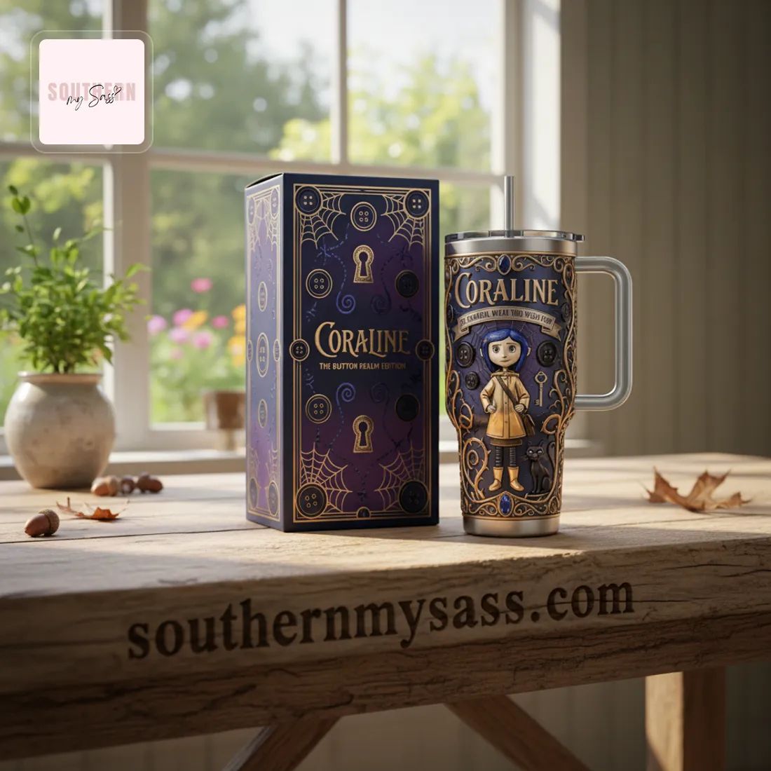 Coraline The Button Realm Edition 3D Embossed 40oz Tumbler