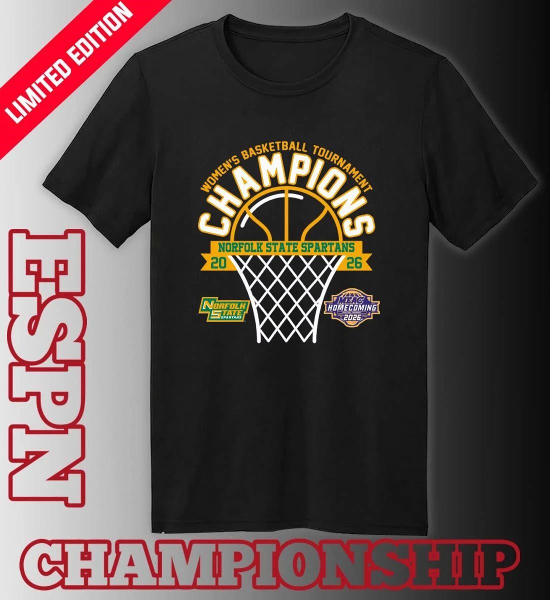 MEAC Women’s Basketball Tournament Champions 2026 Norfolk State Spartans T-Shirt