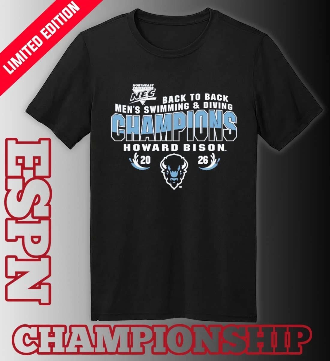 Howard University Men’s Swimming and Diving 2026 Back to Back NEC Champions Shirt