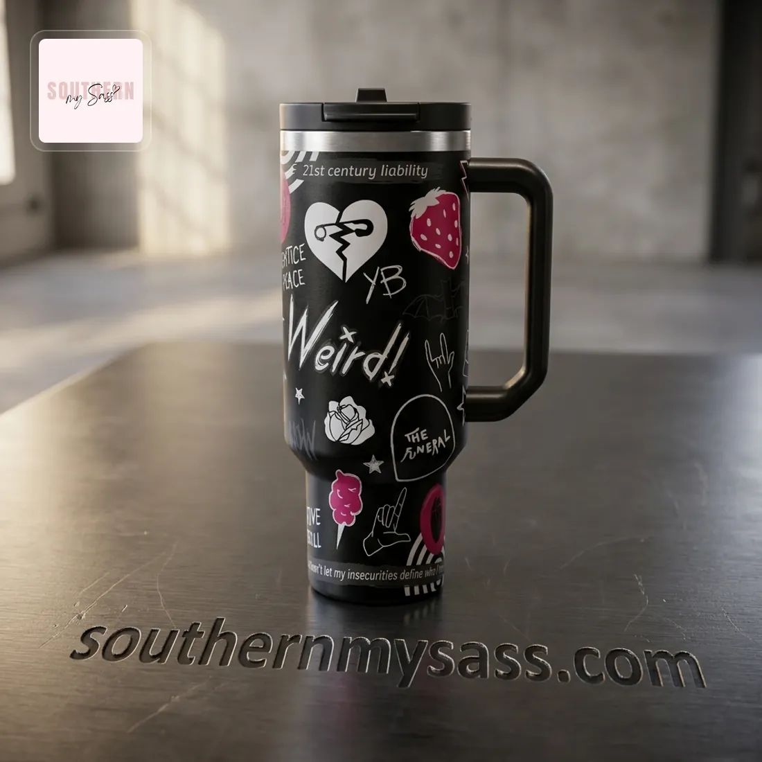 Thirst For Chaos Emo Punk 40oz Insulated Travel Tumbler